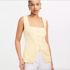 LOFT Linen Blend Square Neck Vest Top Petite Small